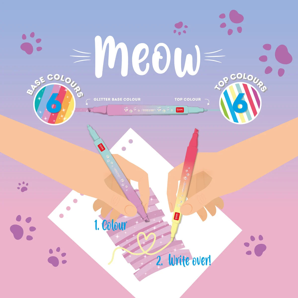 Legami Set mit 6 Dual-Tip-Layering-Markern - Miau