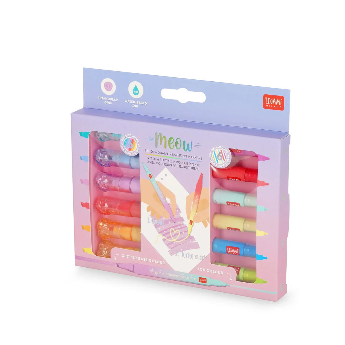 Legami Set mit 6 Dual-Tip-Layering-Markern - Miau