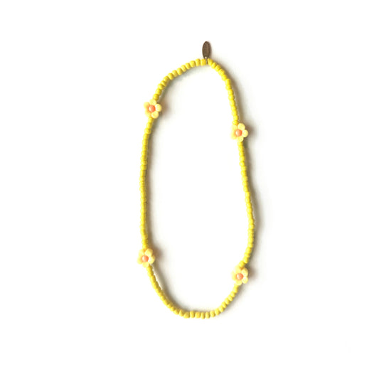 Ratatam! Elastische Halskette mit Blumen - gelb
