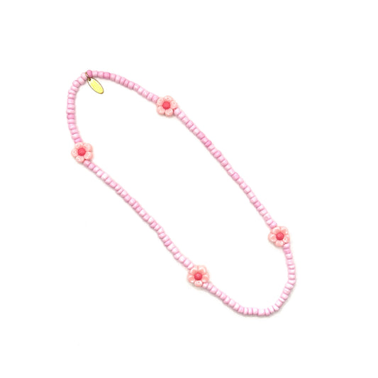 Ratatam! Elastische Halskette mit Blumen - hellrosa