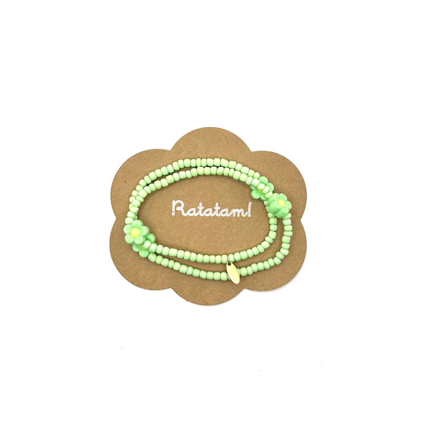 Ratatam! Elastische Halskette mit Blumen - grün
