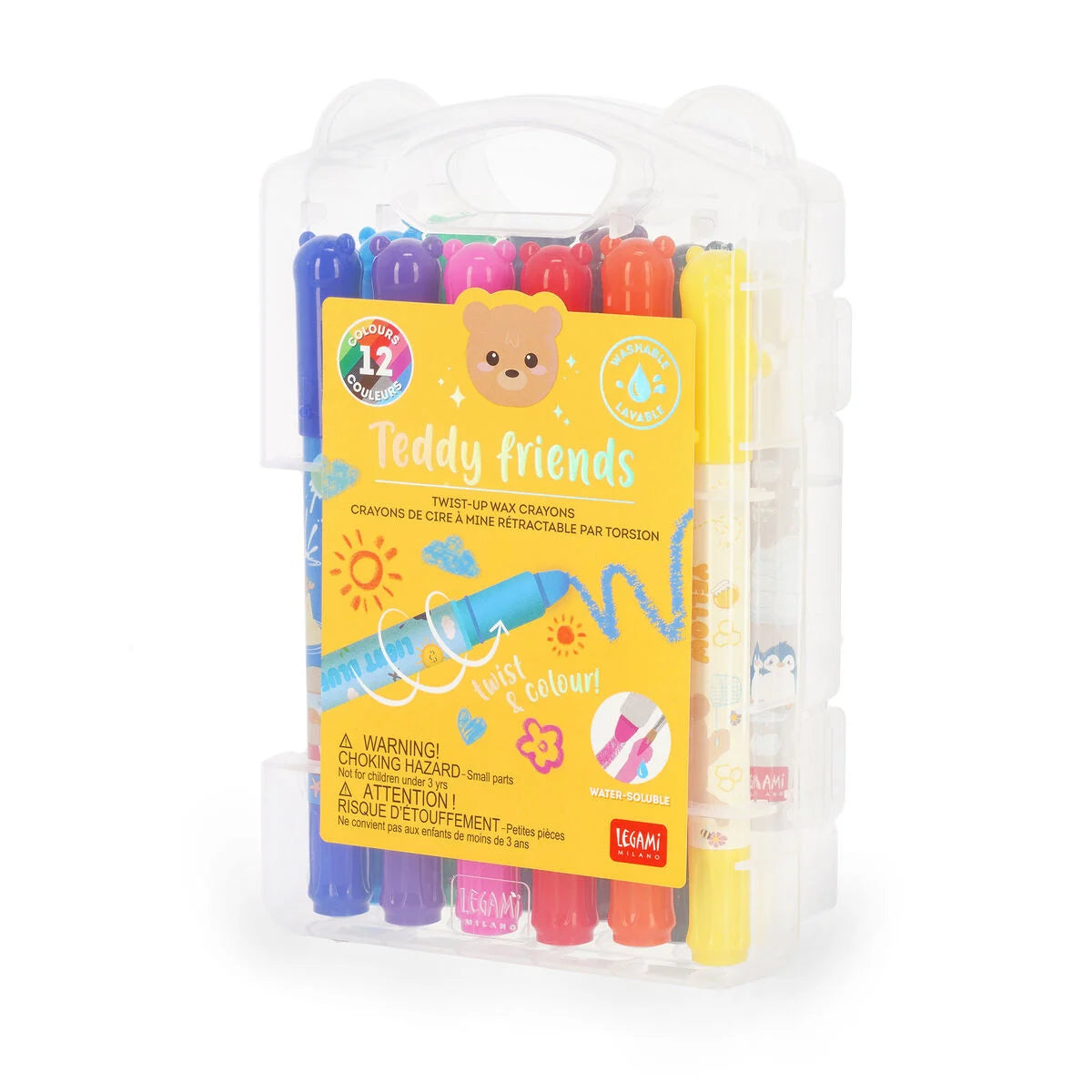 Legami Set mit 12 Twist-up-Wachsstiften - Teddy Friends