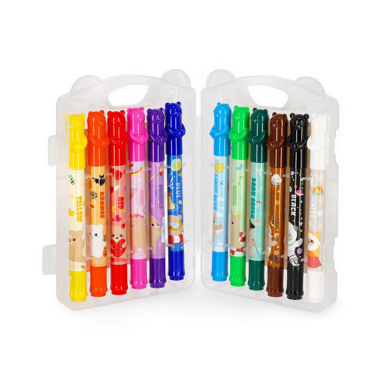 Legami Set mit 12 Twist-up-Wachsstiften - Teddy Friends