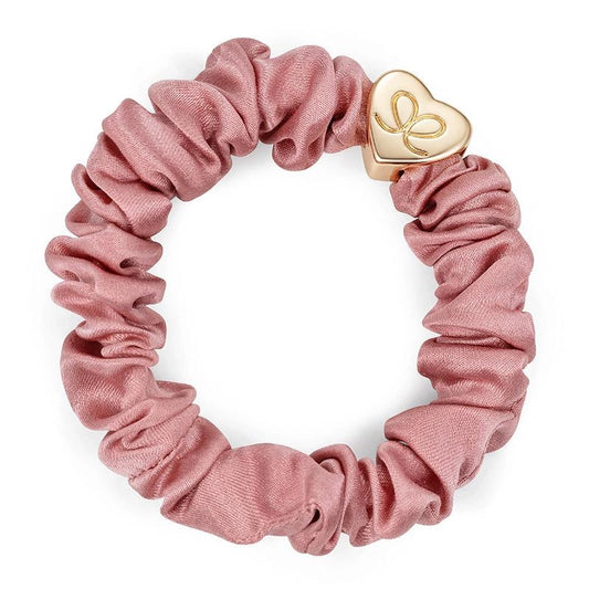 byEloise Goldenes Herz Seiden Scrunchie champagner pink