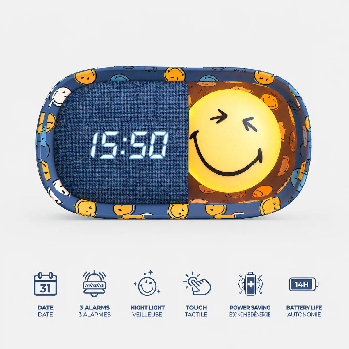 MOB Nachtlichtwecker Smiley - Blau