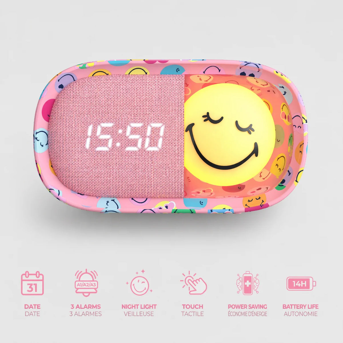 MOB Nachtlichtwecker Smiley - Rosa