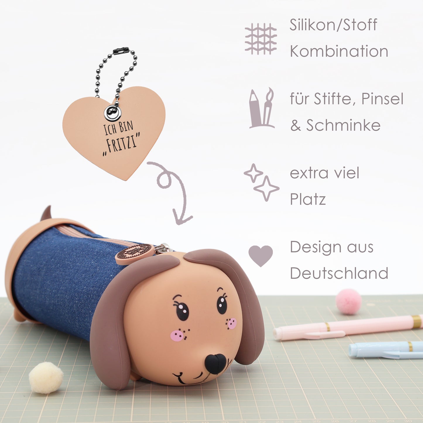 Lulubug Stiftemäppchen Dackel Fritzi - denim