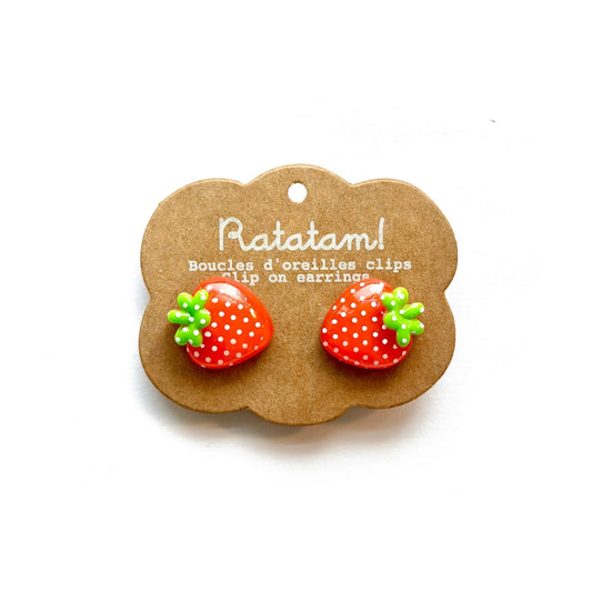 Ratatam! Ohrclips Erdbeeren rot