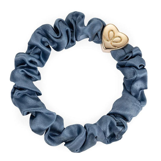 byEloise Goldenes Herz Seiden Scrunchie denim