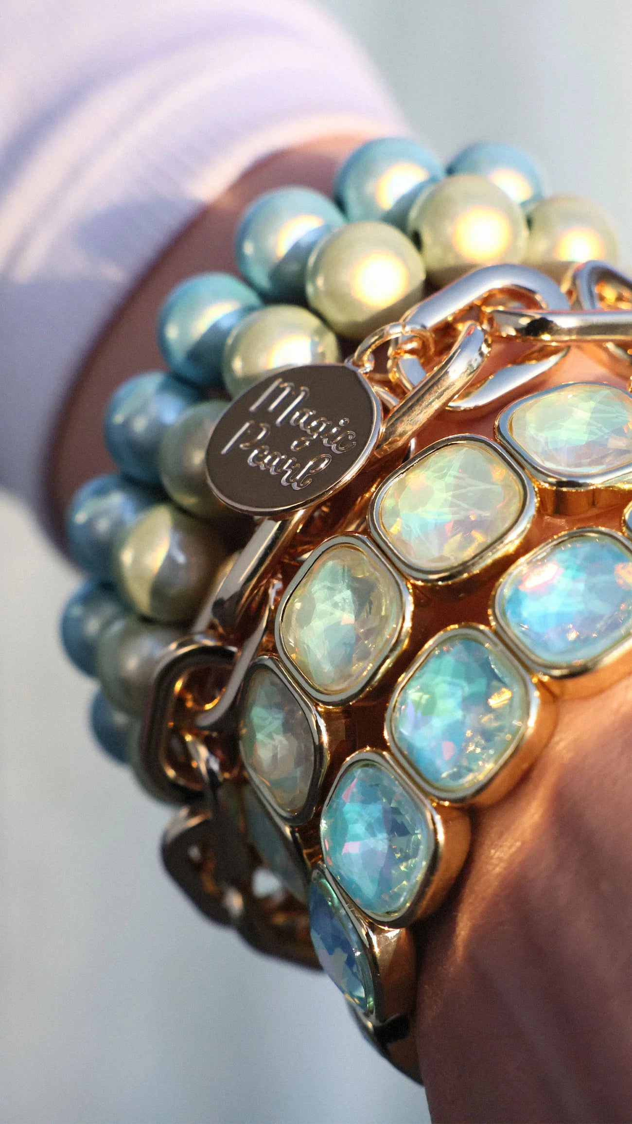 Magic Pearl Gemstone Armband - sky blue
