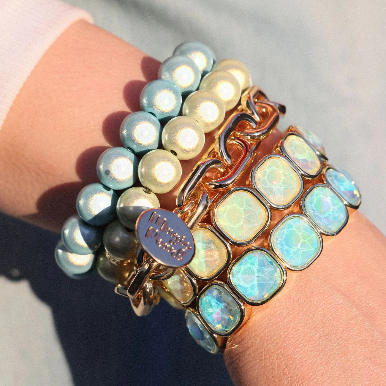 Magic Pearl Gemstone Armband - sky blue