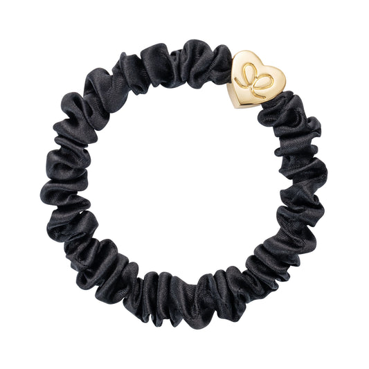 byEloise Goldenes Herz Skinny Seiden Scrunchie schwarz