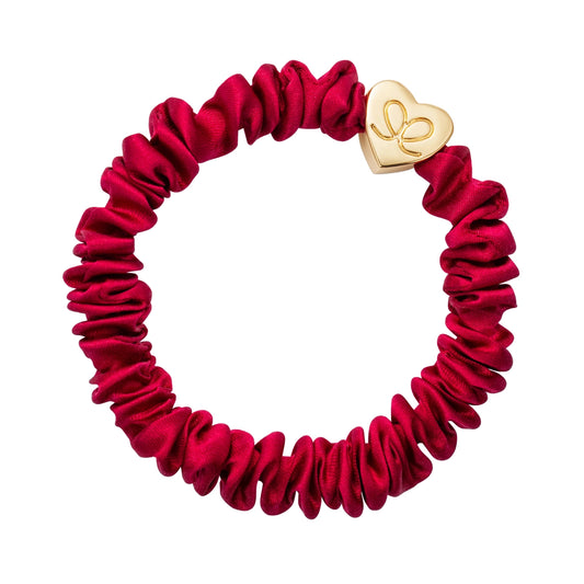 byEloise Goldenes Herz Skinny Seiden Scrunchie Burgunder