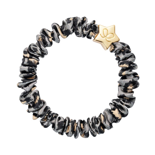 byEloise Goldener Stern Skinny Seiden Scrunchie Grau Leopard