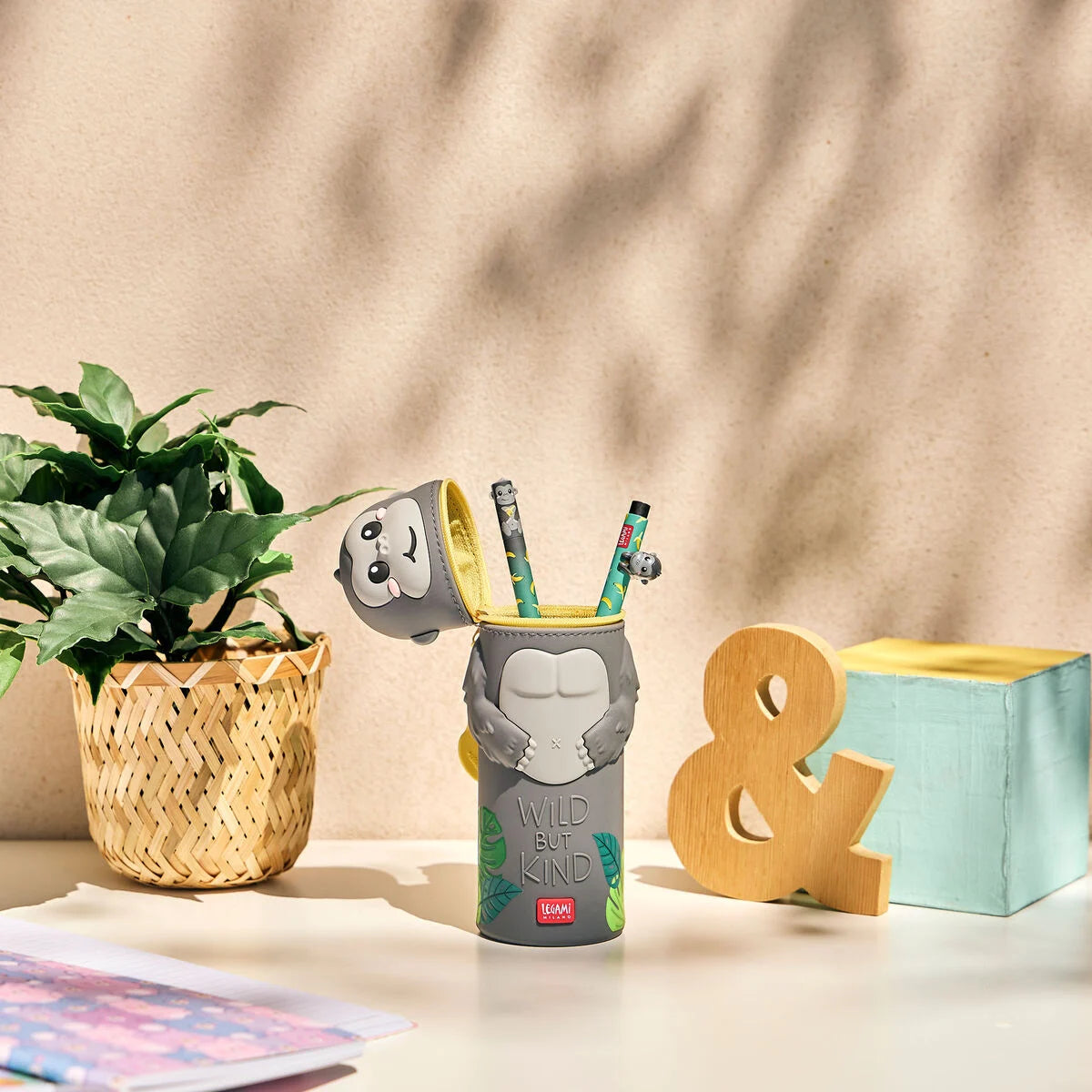 Legami  Kawaii 2-in-1 Silikon Federmäppchen - Gorilla