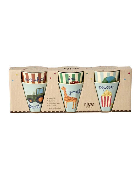 rice Melamin Kinderbecher mit ABC Print 6er Pack - 160ml