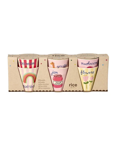 rice Melamin Kinderbecher mit ABC Print 6er Pack - 160ml