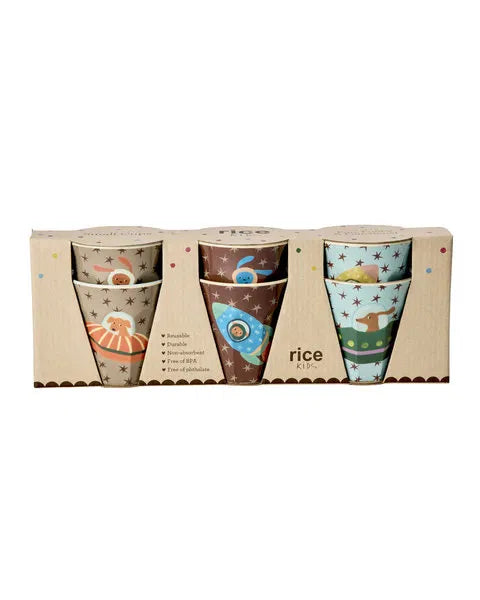 rice Melamin Becher 250ml - Dogs in Space - 6-er Pack