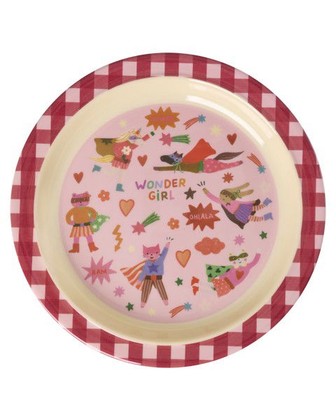 rice Kinderteller Melamin - Pink - Hero Print