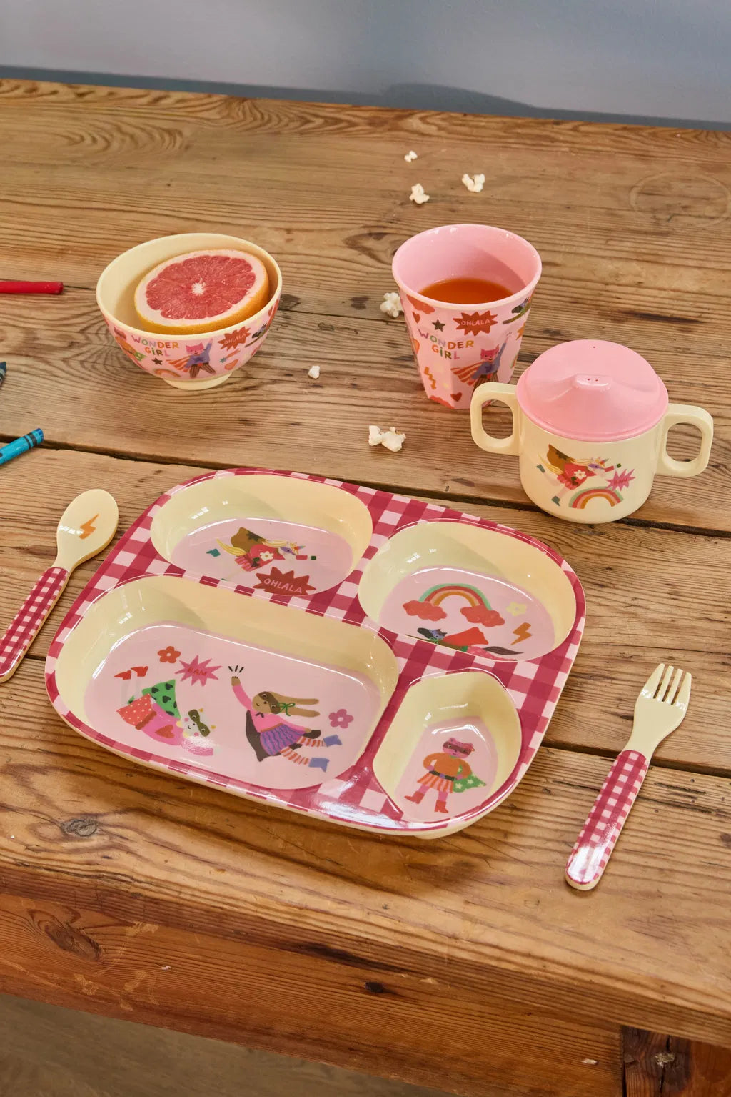 rice Kinderteller mit 4er Einteilung - Pink - Hero Print