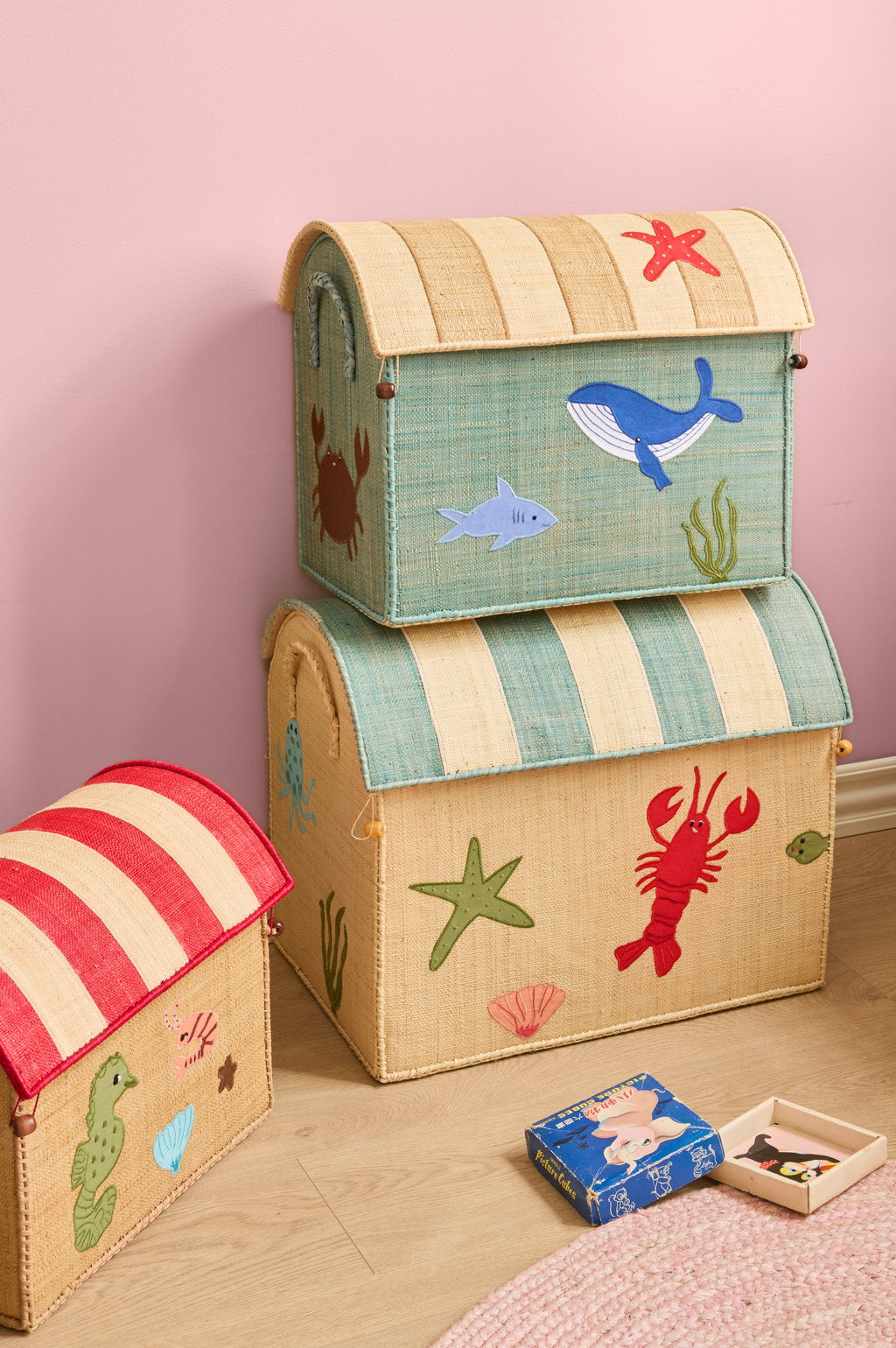 rice Raffia Große Aufbewahrungsbox - Ocean