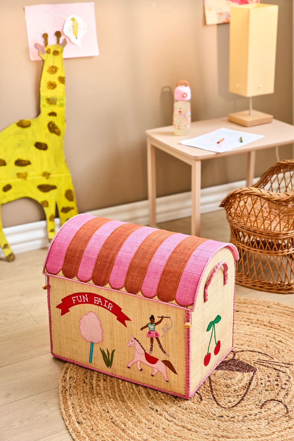 rice Raffia Große Aufbewahrungsbox Fun Fair pink
