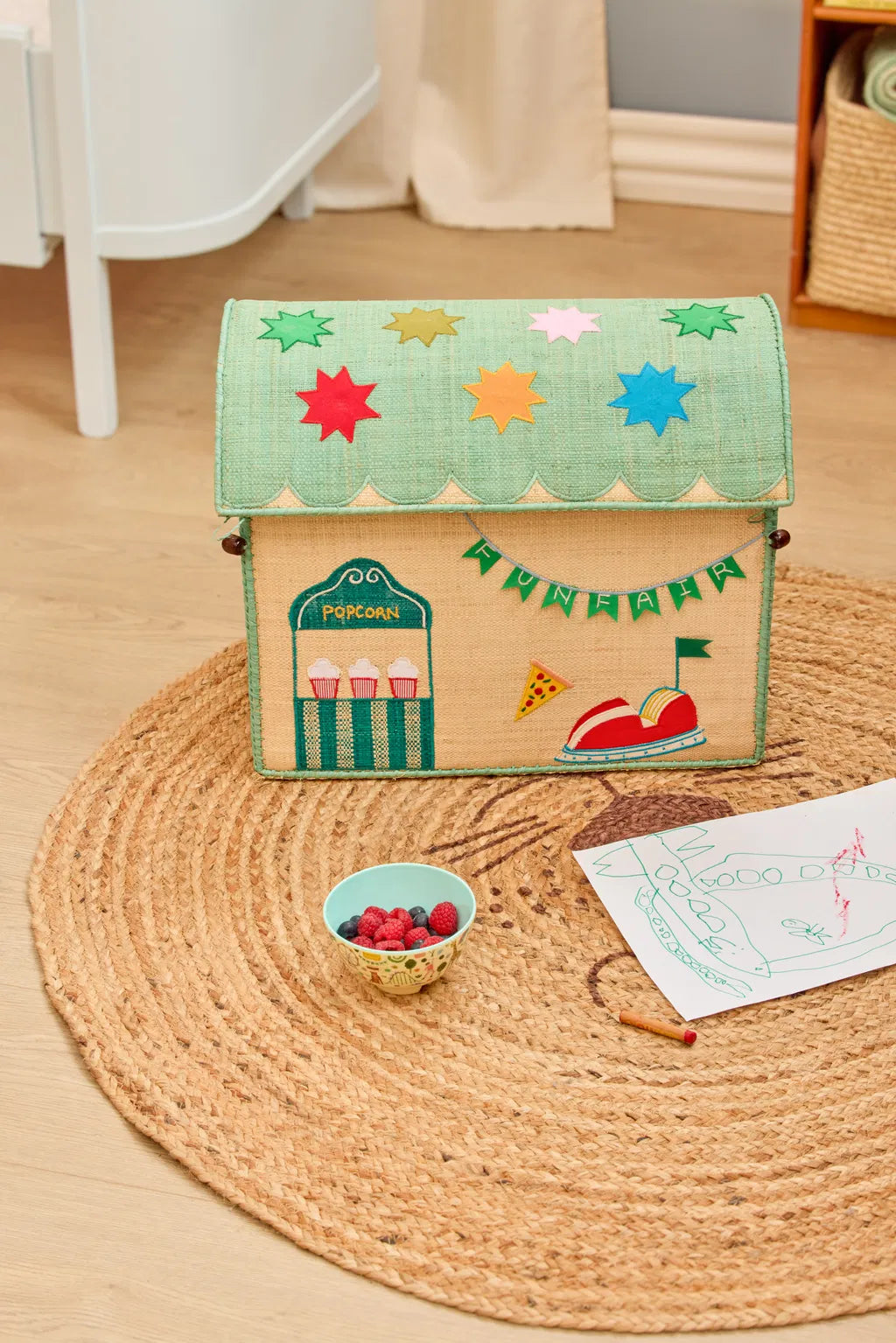 rice Raffia Mittlere Aufbewahrungsbox Fun Fair mint