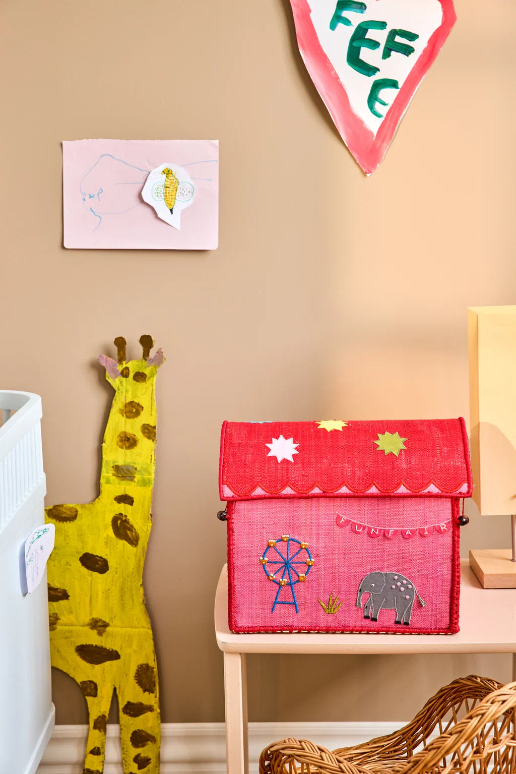 rice Raffia Kleine Aufbewahrungsbox Fun Fair pink