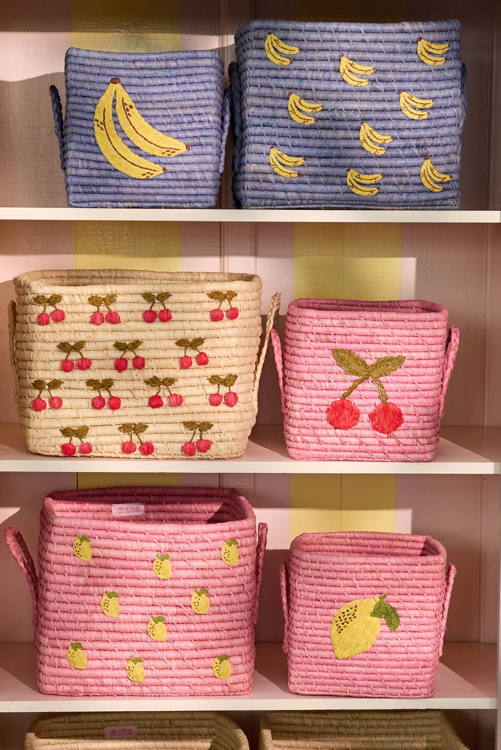 rice Raffia Korb - Rosa - Lemon