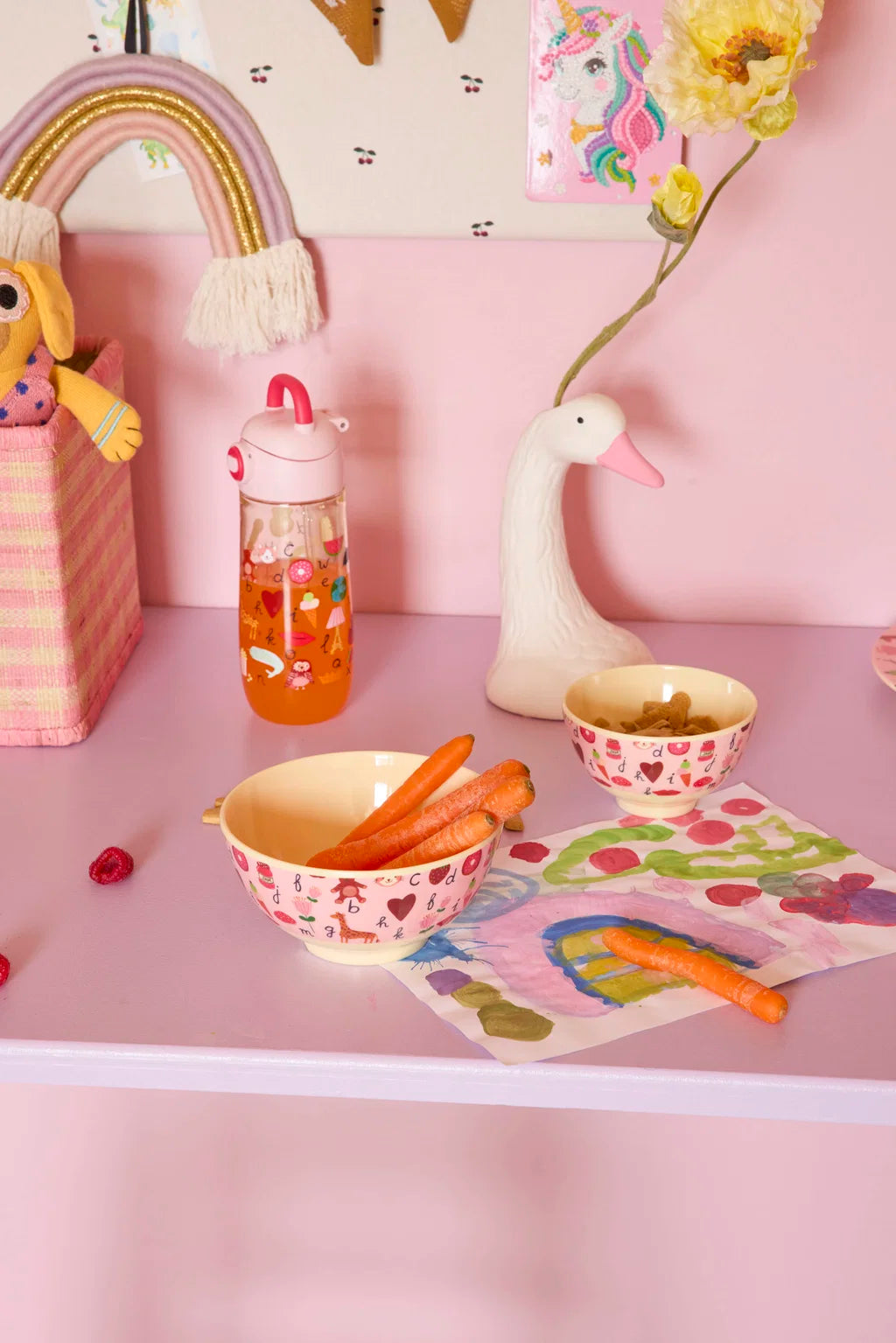 rice Melamin Mittelgroße Kinderschüssel - Pink - ABC - 700ml