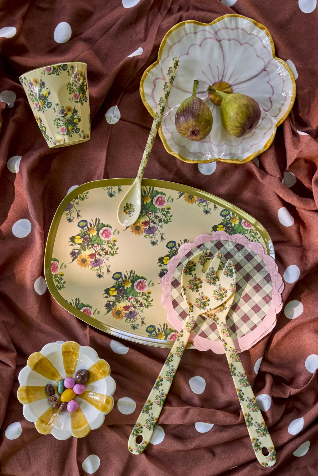 rice Rechteckiger Teller - Retro Bouquet