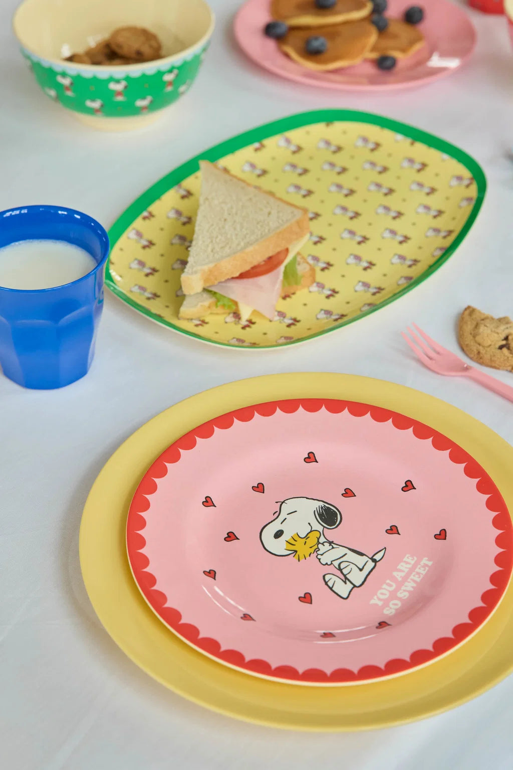 rice Beilagenteller - Pink - Snoopy Print