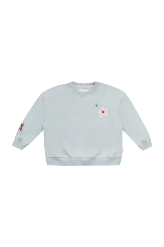 Leevje Oversized Sweatshirt flowers clearblue