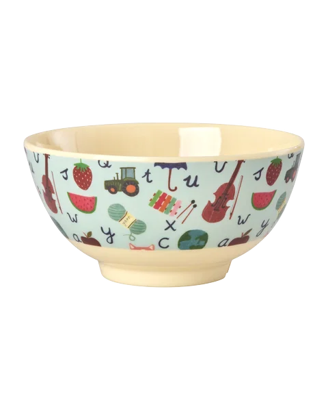 rice Melamin Mittelgroße Kinderschüssel - Blau - ABC - 700ml