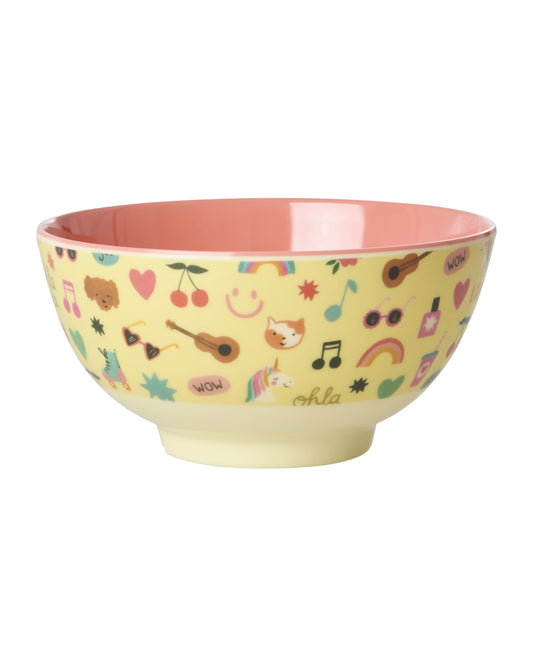 rice Melamin Kinderschüssel 700ml - hellgelb - Unicorn Love Print