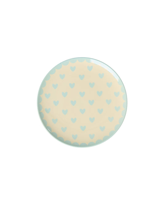 rice Melamin Kleine Rund Kuchenteller - Mint - Favorite Hearts Print