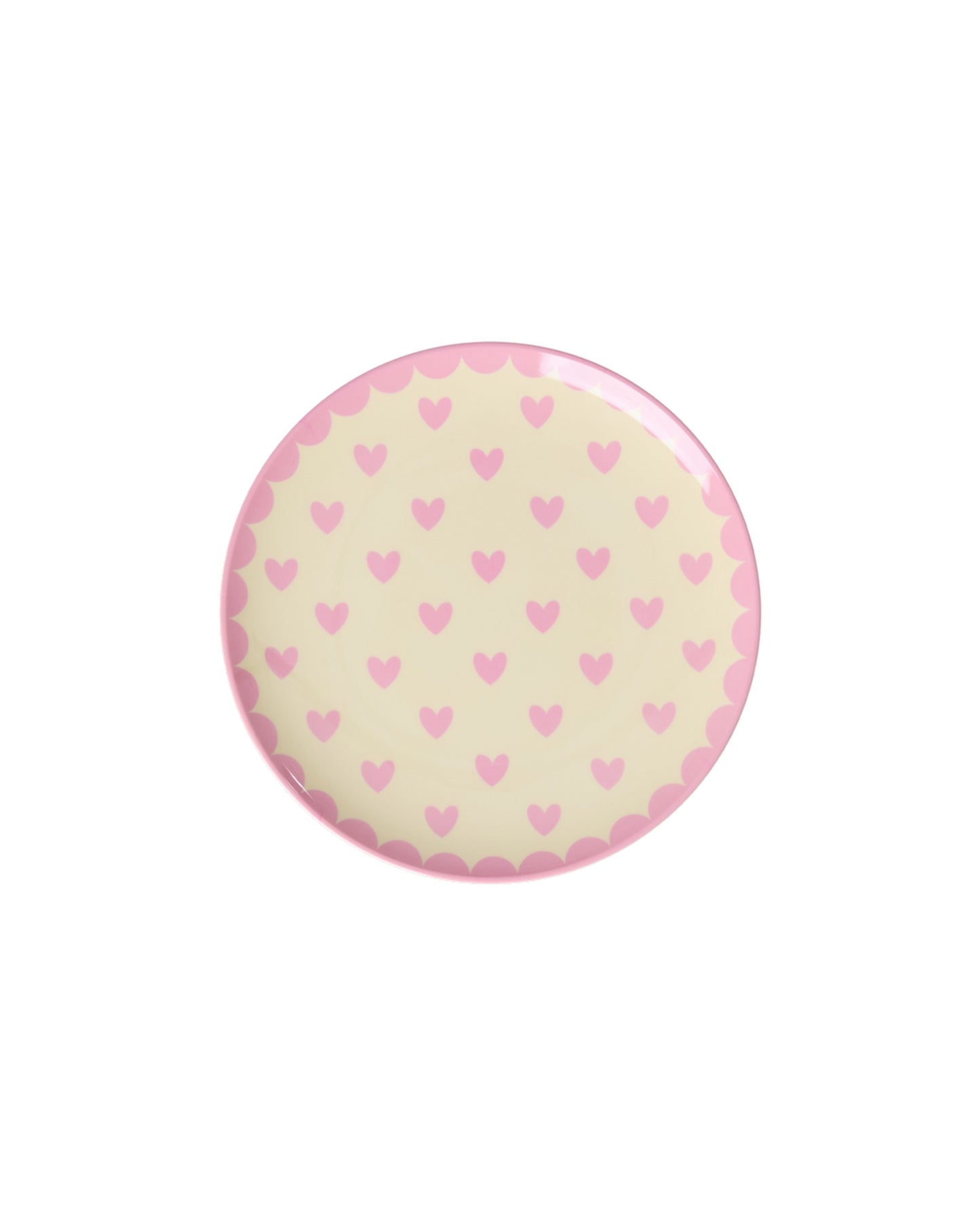 rice Melamin Kleine Rund Kuchenteller - Dunkles Pink - Favorite Hearts Print