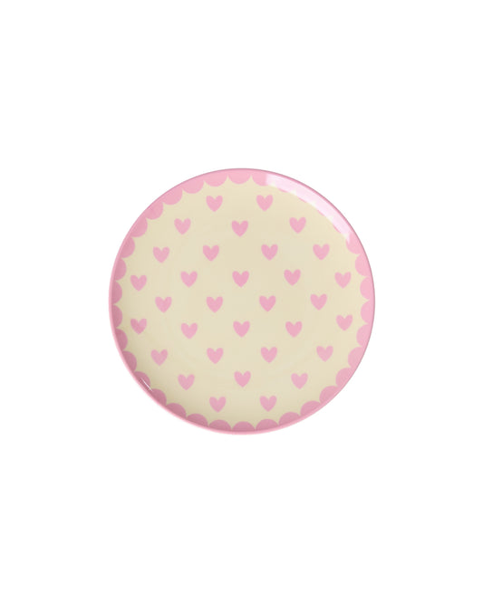 rice Melamin Kleine Rund Kuchenteller - Dunkles Pink - Favorite Hearts Print