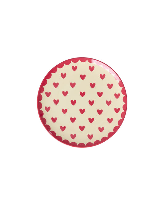 rice Melamin Kleine Rund Kuchenteller - Rot - Favorite Hearts Print