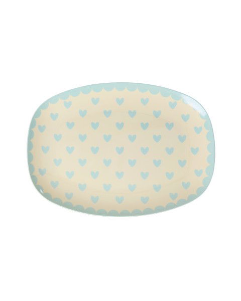 rice Rechteckig Beilagenteller Melamin - Mint - Favorite Hearts Print