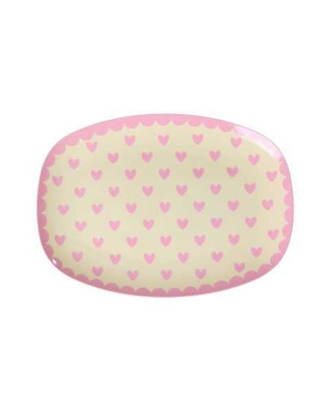 rice Rechteckig Beilagenteller Melamin - Dunkles Pink - Favorite Hearts Print
