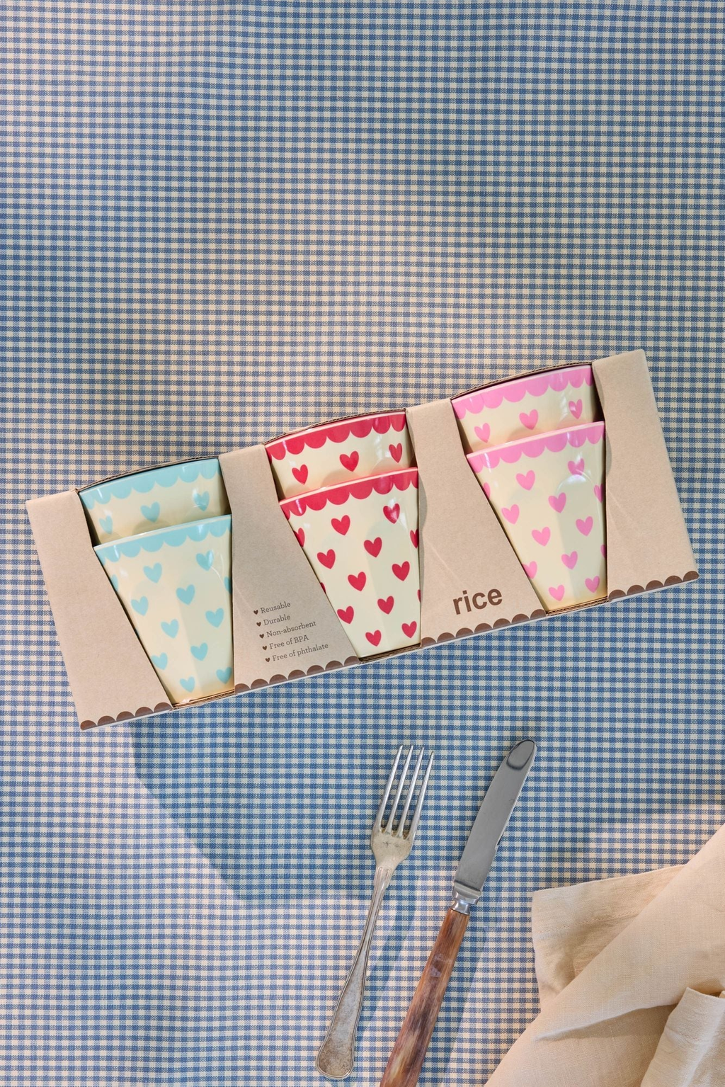 rice Melamin Becher 250ml - Hearts - 6er Pack