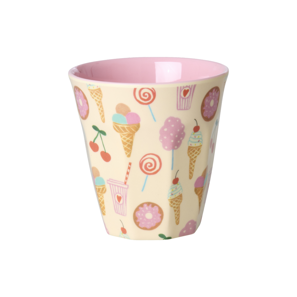 rice Melamin Kleine Becher 160ml - Pink - Fun Fair Print - 6er Pack