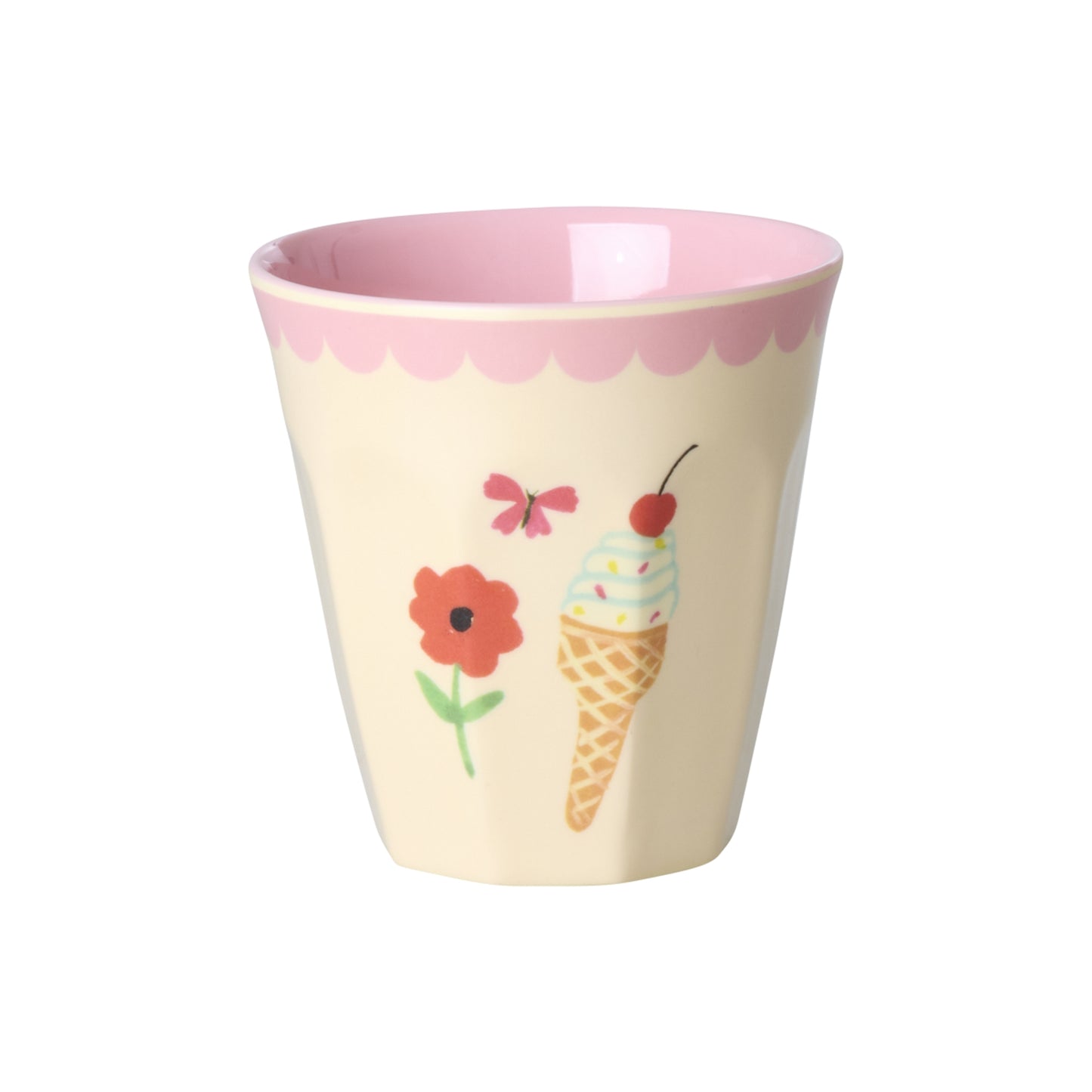 rice Melamin Kleine Becher 160ml - Pink - Fun Fair Print - 6er Pack