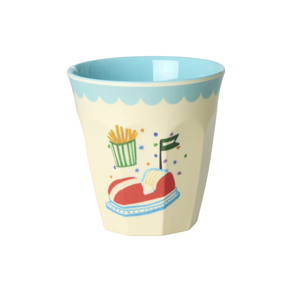 rice Melamin Kleine Becher 160ml - Mint - Fun Fair Print - 6er Pack