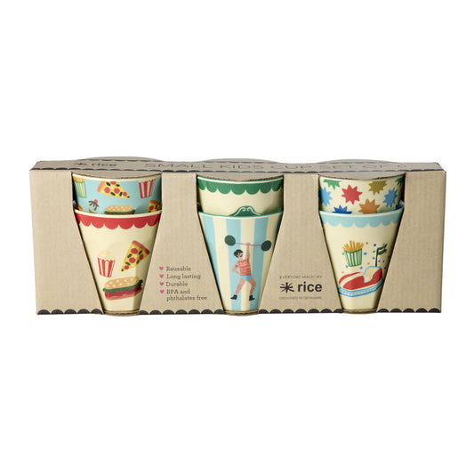 rice Melamin Kleine Becher 160ml - Mint - Fun Fair Print - 6er Pack