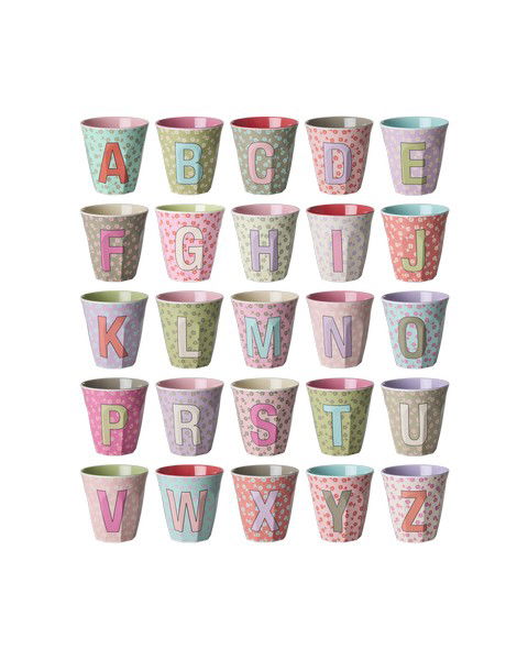 rice Buchstabenbecher Melamin 250ml - Pink  - Flowers