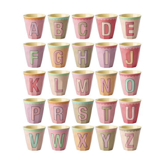 rice Buchstabenbecher Melamin 250ml - pink  - vintage