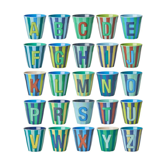 rice Buchstabenbecher Melamin 250ml - blue  - stripes