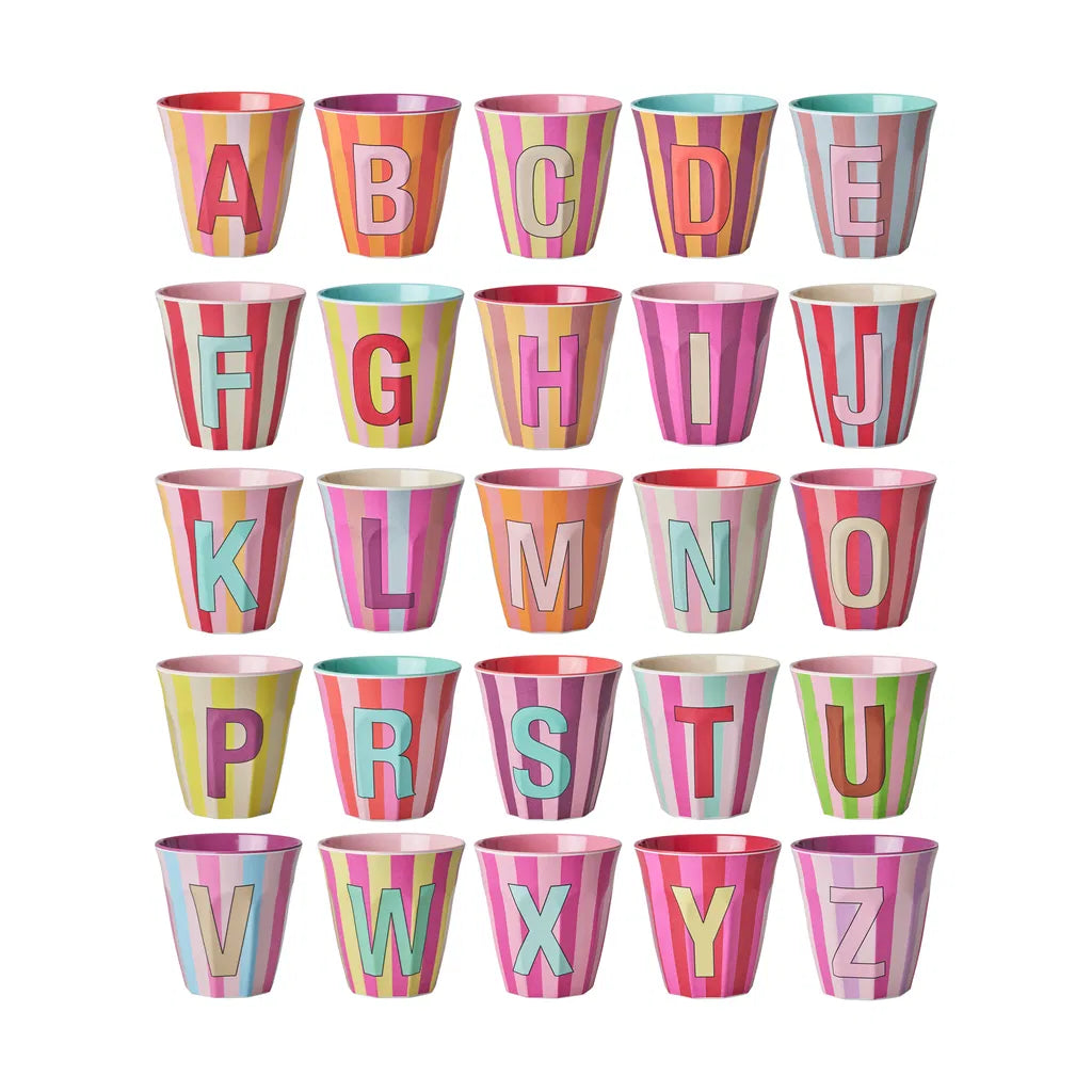 rice Buchstabenbecher Melamin 250ml - Pink  - stripes